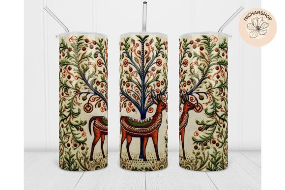 20oz Deer Embroidery Christmas Tumbler3