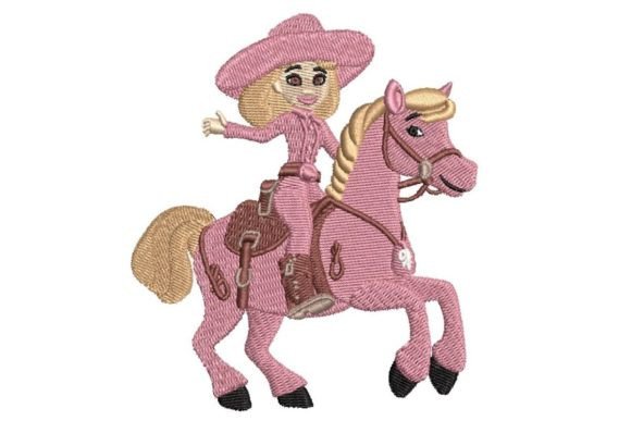 Cartoon Cowgirl Embroidery Design