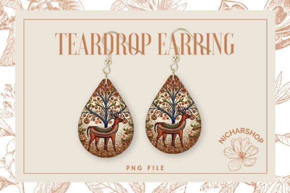 Christmas Deer Embroidery Teardrop2