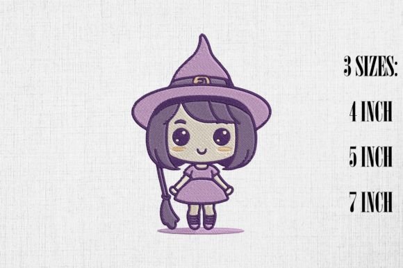 Cute Little Witch Halloween Embroidery 2