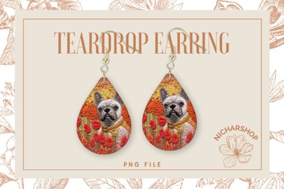 Dog Flower Teardrop Earring