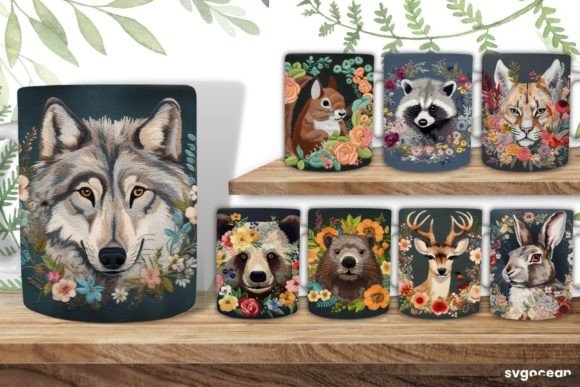 Embroidery Animals Mug 11 Oz Bundle