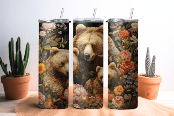 Embroidery Bear Tumbler Wrap