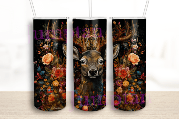 Embroidery Deer Tumbler
