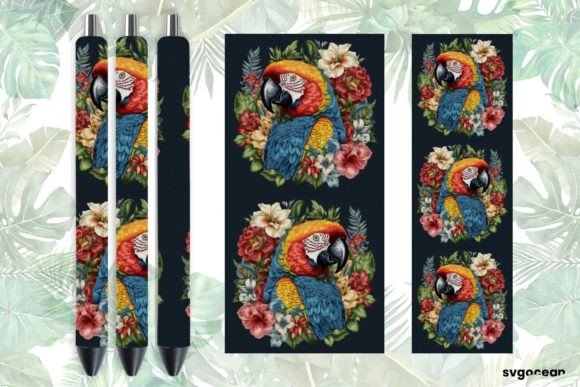 Embroidery Parrot Pen Wraps Sublimation