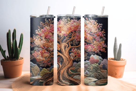 Embroidery Tree Tumbler Wrap