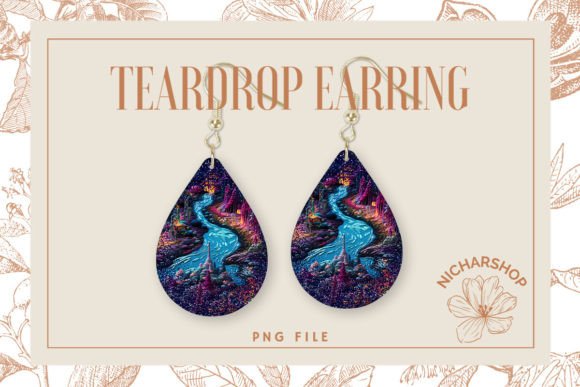 Fantasy Embroidery Teardrop Earring1