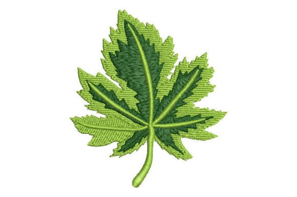 Green Leaf with Branches Embroidery Design