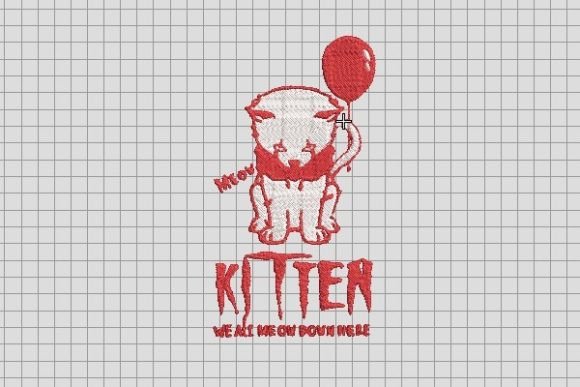 Horror Red Meow Balloon Embroidery File