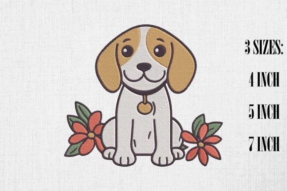 Kawaii Beagle Dog Embroidery Design