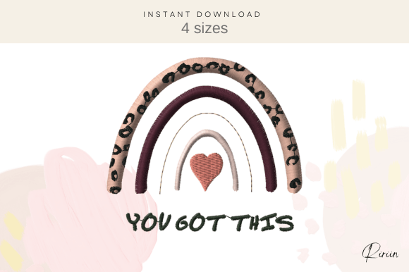 Motivational Rainbow Embroidery Design