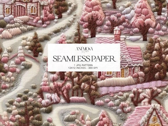 Pink Embroidery Christmas Seamless Paper