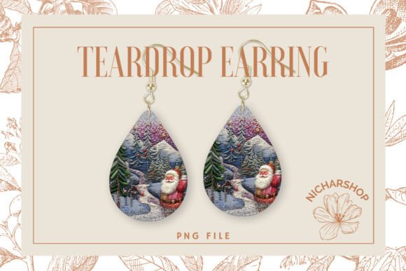 Santa Christmas Embroidery Teardrop2