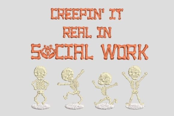 Skeleton Dancing Horror Embroidery