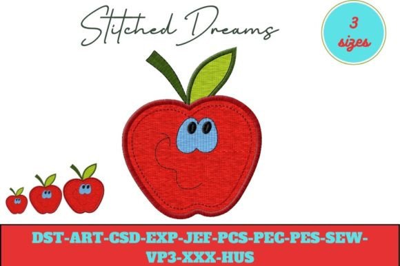 Smiling Apple Embroidery Design
