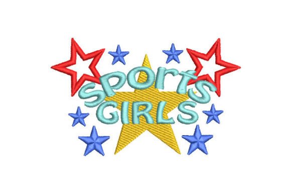 Sports Girls Font with Star Embroidery De