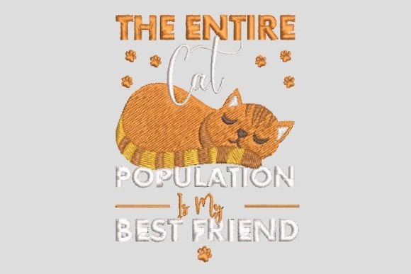 The Entire Cat Population Embroidery Cat